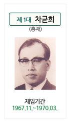 제 1대 차균희(총재) 제임기간 1967.11.~1970.03